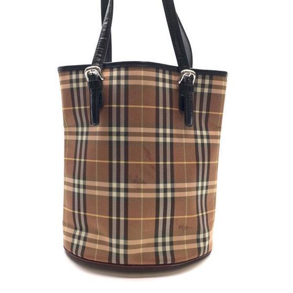 Burberry Blue Label Plaid Nylon Vertical Tote Bag Brown - Picture 3 of 10